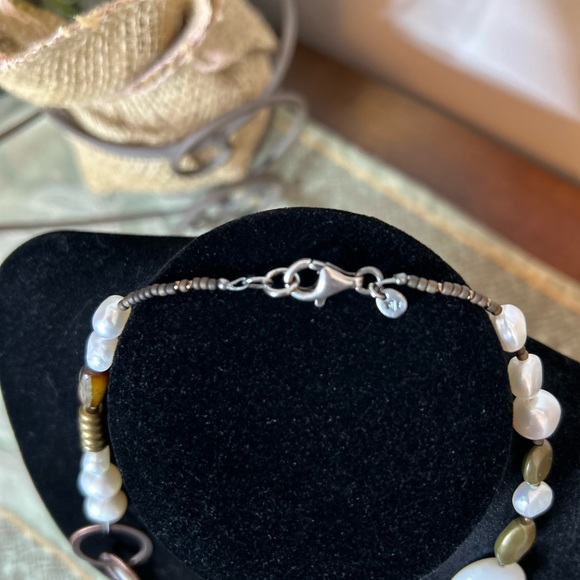 Silpada,  Pearl, Brown Lip Shell, Mother-of-Pearl Copper and Brass Necklace - Picture 3 of 4